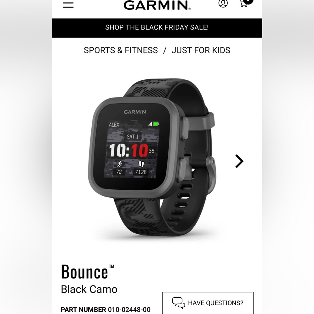 Garmin Bounce Smartwatch in Black Camo
